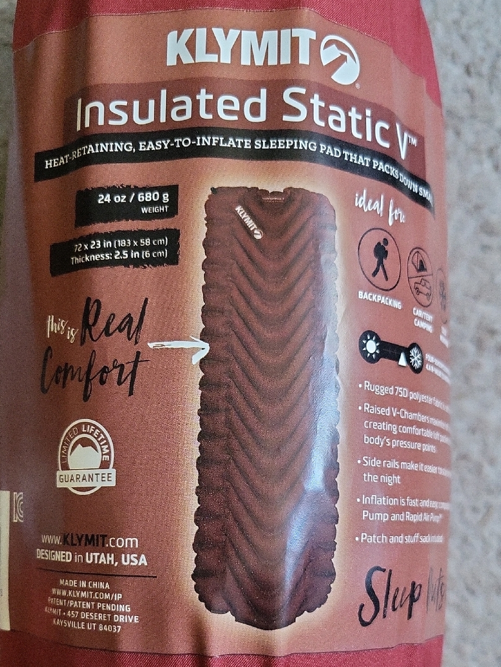 Klymit Insulated Sleeping Pad Used Once